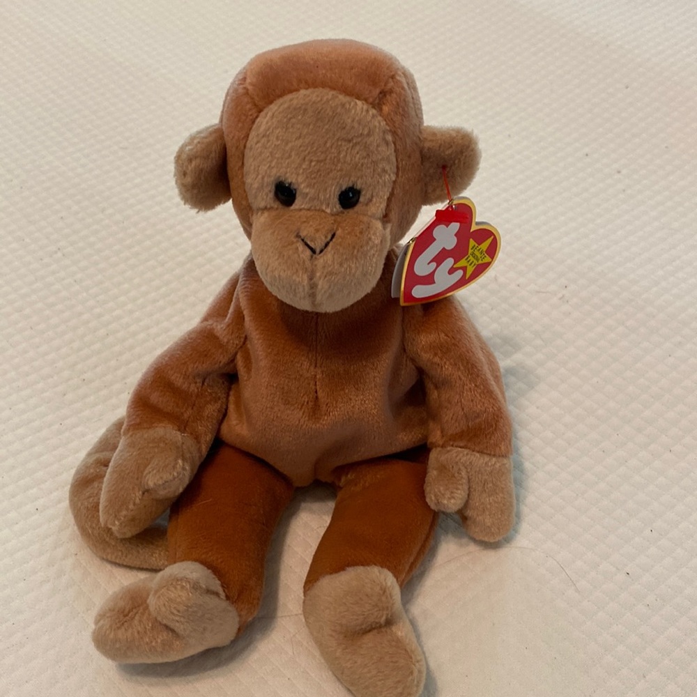 Ty Beanie Baby Brown Tan Bongo Monkey Ape Collectible Stuffed Animal Toy